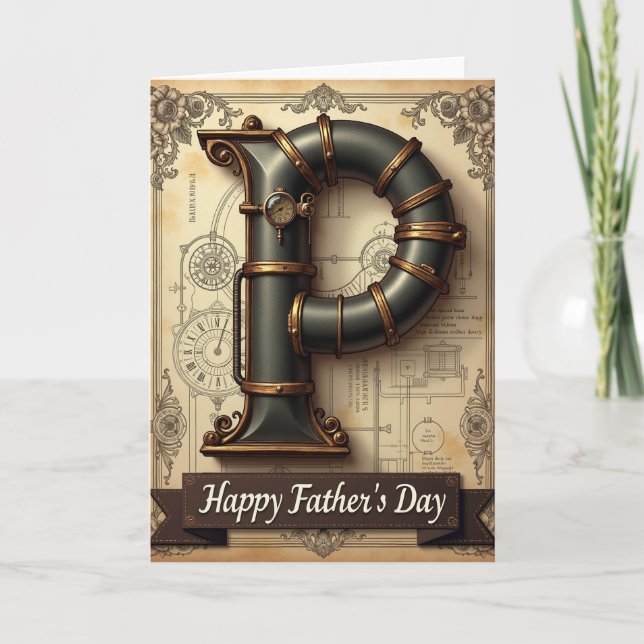 Steampunk Fathers Day Letter Card (Front)