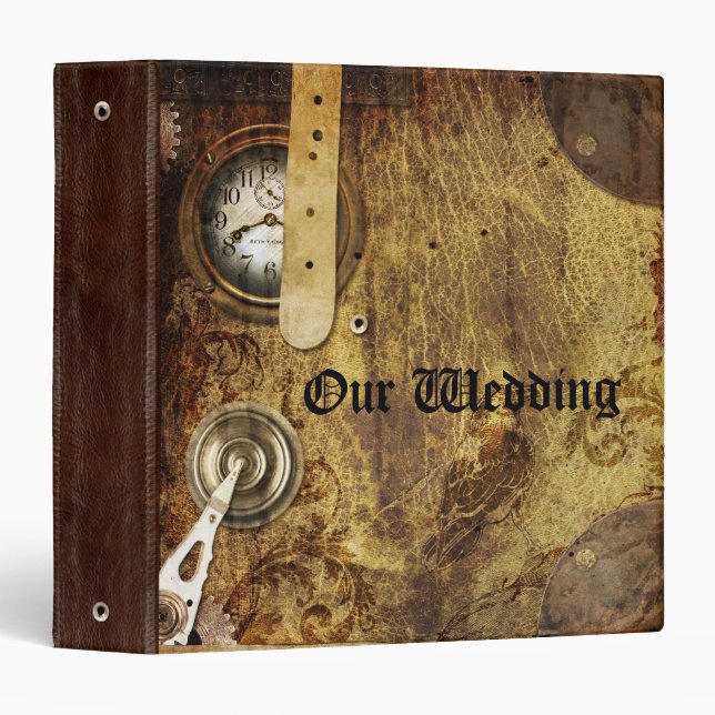 Steampunk Faux Leather and Gears Binder (Front/Spine)
