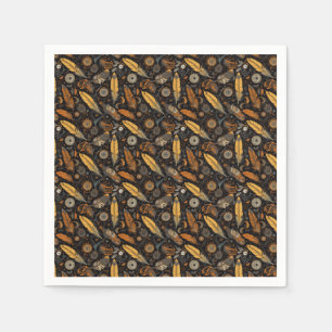Steampunk feather and gears napkins