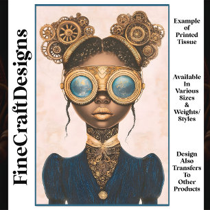 Steampunk Female Dark Skin Gold Lips N9 Decoupage Tissue Paper