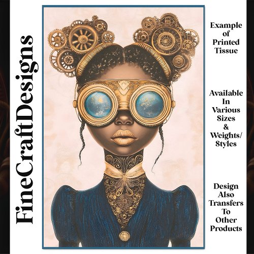 Steampunk Female Dark Skin Gold Lips N9 Decoupage Tissue Paper