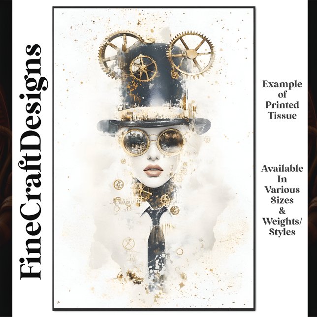 Steampunk Female In Top Hat & Goggles Q2 Decoupage Tissue Paper (Creator Uploaded)