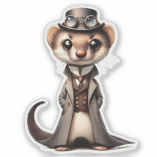 Steampunk Ferret Transparent Sticker