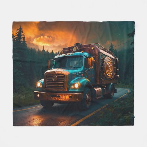 Steampunk Fire_Truck Fleece Blanket