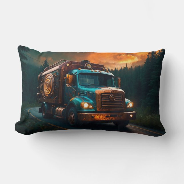 Steampunk Fire-Truck Lumbar Pillow (Front)