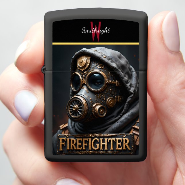Steampunk Firefighter Profile Gas Mask Gift Zippo Lighter (In Hand)