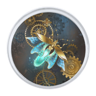 Steampunk Firefly Silver Finish Lapel Pin