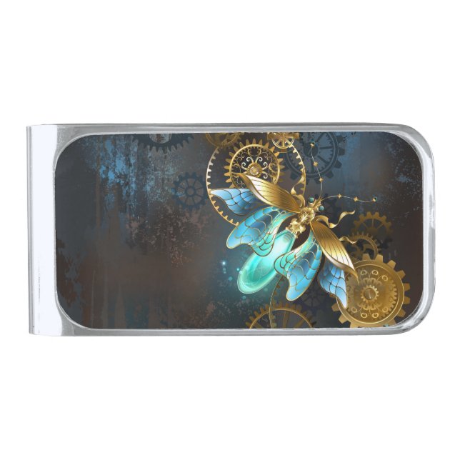 Steampunk Firefly Silver Finish Money Clip (Front)