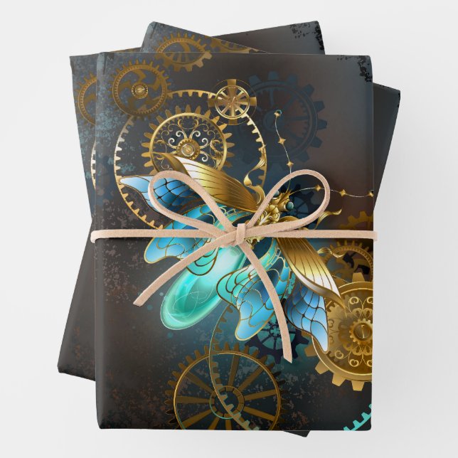 Steampunk Firefly Wrapping Paper Sheets (In situ)
