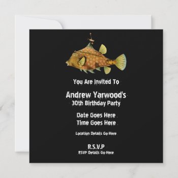 Steampunk Fish Party Invitation by VintageFactory at Zazzle