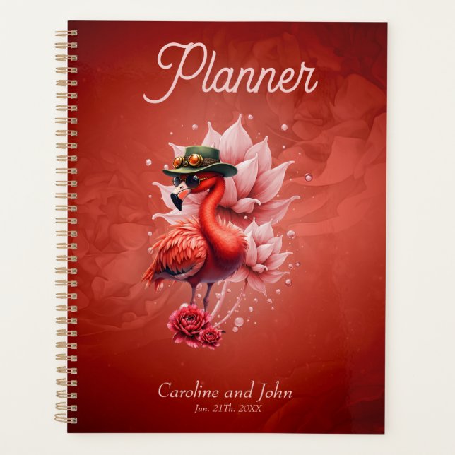 Steampunk Flamingo – Fantasy Digital Artwork  Planner (Front)