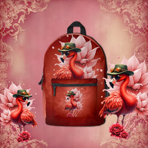 Steampunk Flamingo – Fantasy Digital Artwork  Printed Backpack