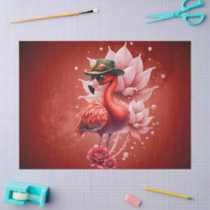 Steampunk Flamingo – Fantasy Digital Artwork  Tissue Paper