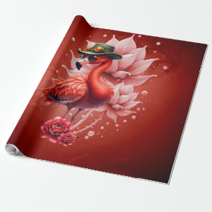 Steampunk Flamingo – Fantasy Digital Artwork Wrapping Paper
