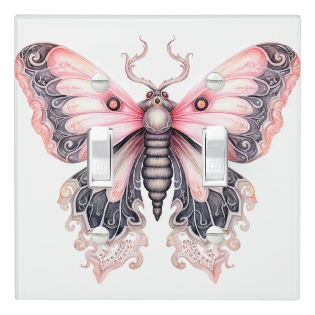 Steampunk Floating Butterfly Illustration Art Light Switch Cover (In Situ)