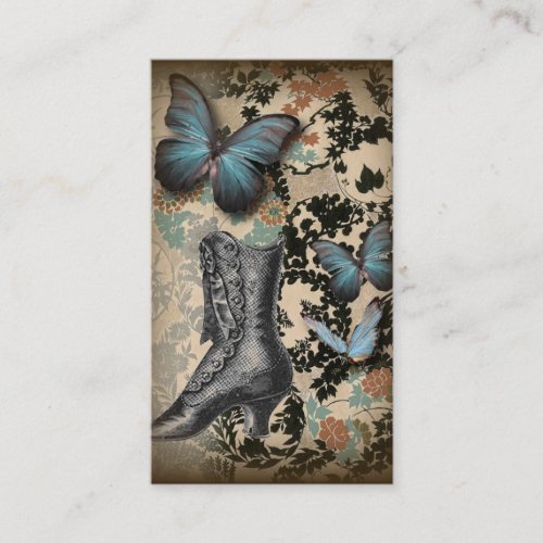 steampunk floral butterfly vintage shoe Victorian Business Card