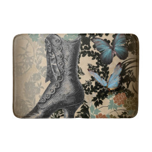 steampunk floral butterfly vintage Victorian Shoe Bath Mat