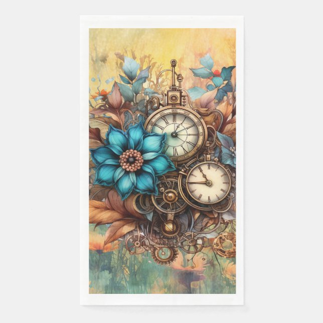 Steampunk Floral Decorative Paper Guest Towels (Front)