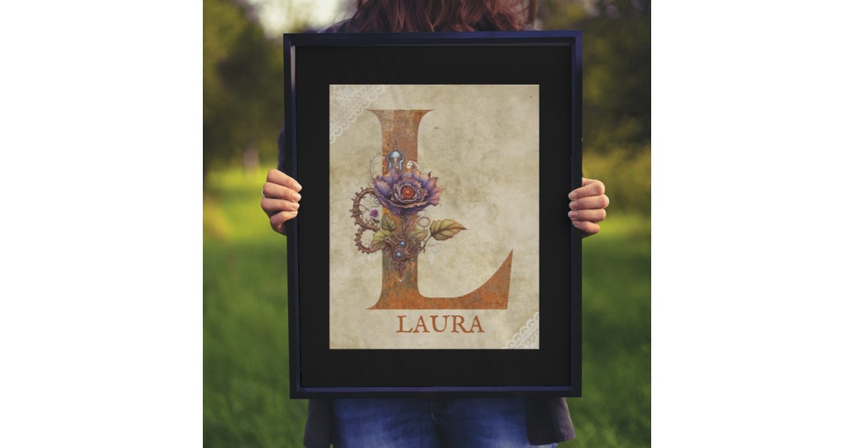 Steampunk Floral Letter L Poster | Zazzle