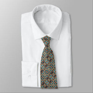 Steampunk Floral Pattern – Blue, Green & Copper Neck Tie
