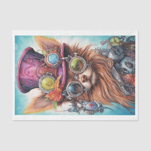 Steampunk Floral Pup 2 Tissue Paper (Front)