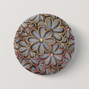 Steampunk Flower Power Button