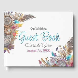 Steampunk, Flowers and Feathers Wedding  Guest Book