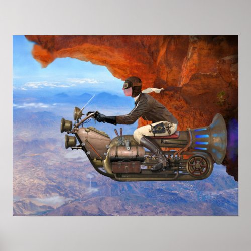 Steampunk Flying Machine Poster