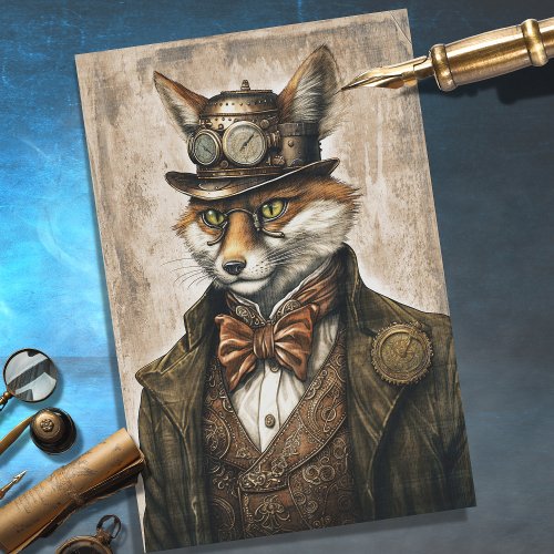 Steampunk Fox 1 Decoupage Tissue Paper