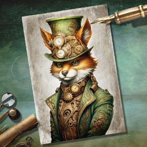 Steampunk Fox 3 Portrait Decoupage Paper