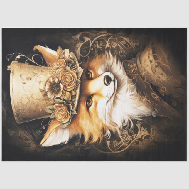 Steampunk Fox Head Tissue Paper (Front)