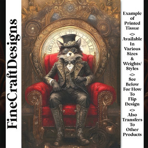 Steampunk Fox On Throne AC1 Decoupage Tissue Paper
