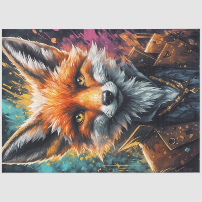 Steampunk Fox Portrait Decoupage Tissue Paper (Front)