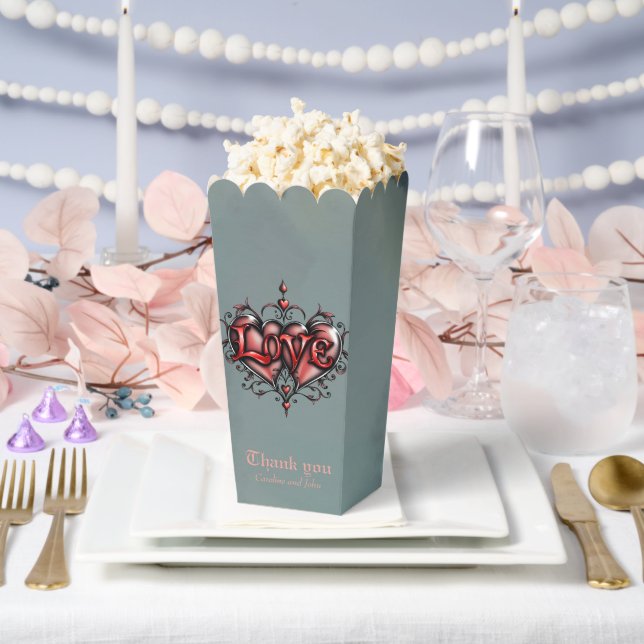 Steampunk Frame with Red Roses and Gears  Favor Boxes (Wedding)