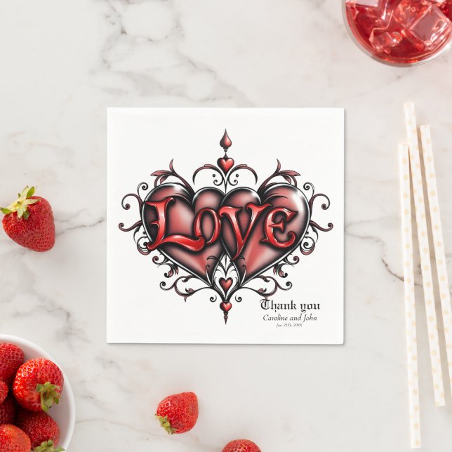 Steampunk Frame with Red Roses and Gears  Napkins (Insitu)