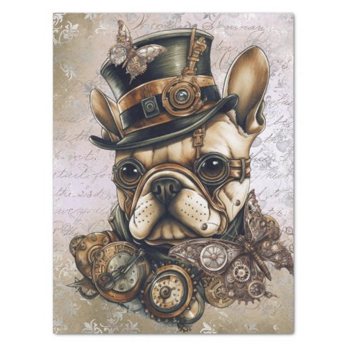 Steampunk French Bulldog Butterfly Tissue Paper