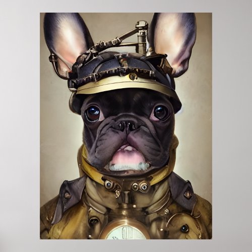 Steampunk French Bulldog Poster