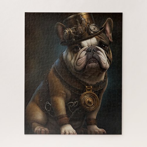 Steampunk French Bulldog Retro Futuristic Puzzle