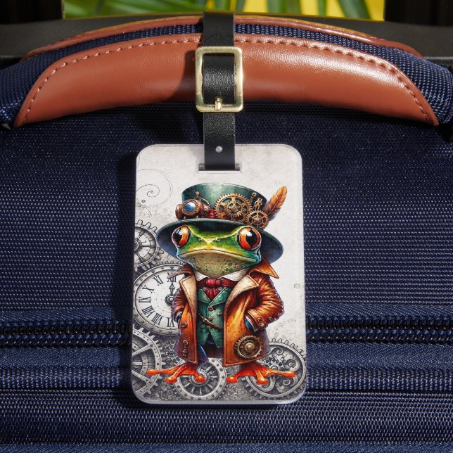 Steampunk Frog & Gears  Luggage Tag (Front Insitu 2)