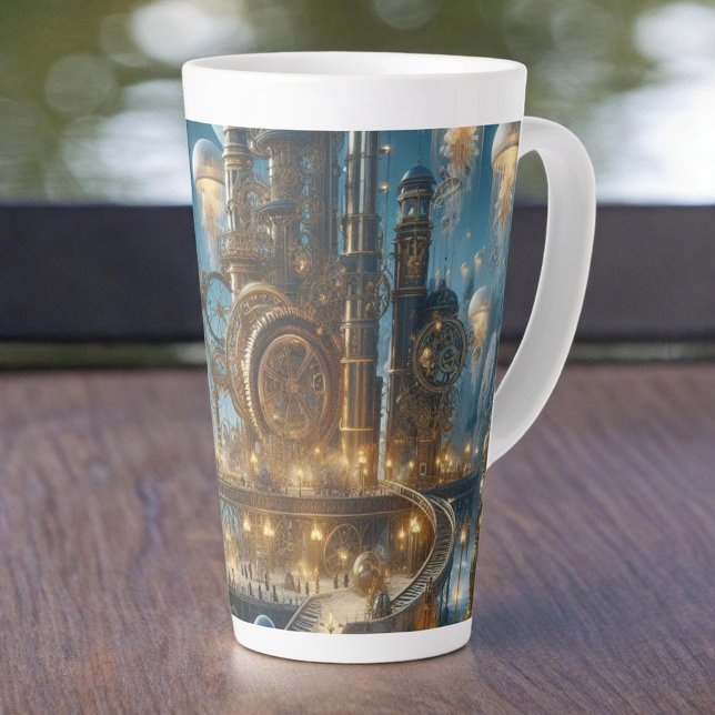 Steampunk Futuristic Ancient City with Jellyfish  Latte Mug (Creator Uploaded)