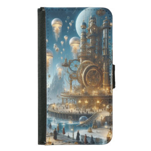Steampunk Futuristic Ancient City with Jellyfish  Samsung Galaxy S5 Wallet Case