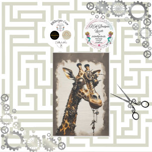 Steampunk futuristic happy camel decoupage  tissue paper