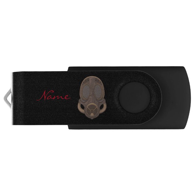 Steampunk Gas Mask Hat Thunder_Cove Flash Drive (Back)