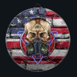 Steampunk Gasmask Skull Biohazard American Flag Dartboard With Darts<br><div class="desc">Steampunk gasmask skull biohazard apocalypse american flag stone dartboard.</div>