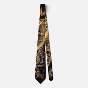 Steampunk Gear and Lever Engine Neck Tie