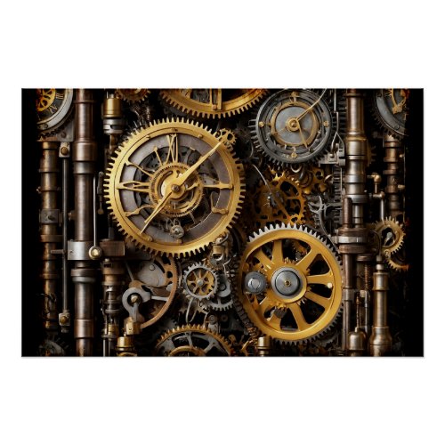 Steampunk Gear and Lever Engine Poster