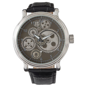 steampunk gear cog engine vintage machine watch