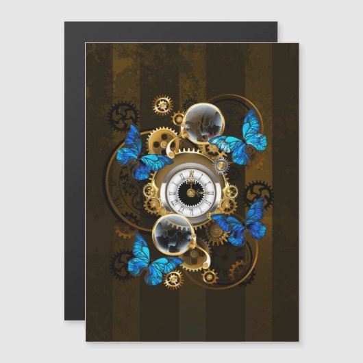 Steampunk Gears and Blue Butterflies (Front/Back)