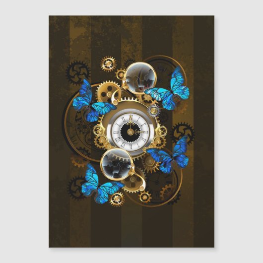 Steampunk Gears and Blue Butterflies (Front)