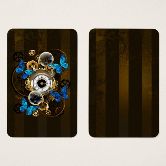 Steampunk Gears and Blue Butterflies (Front & Back)